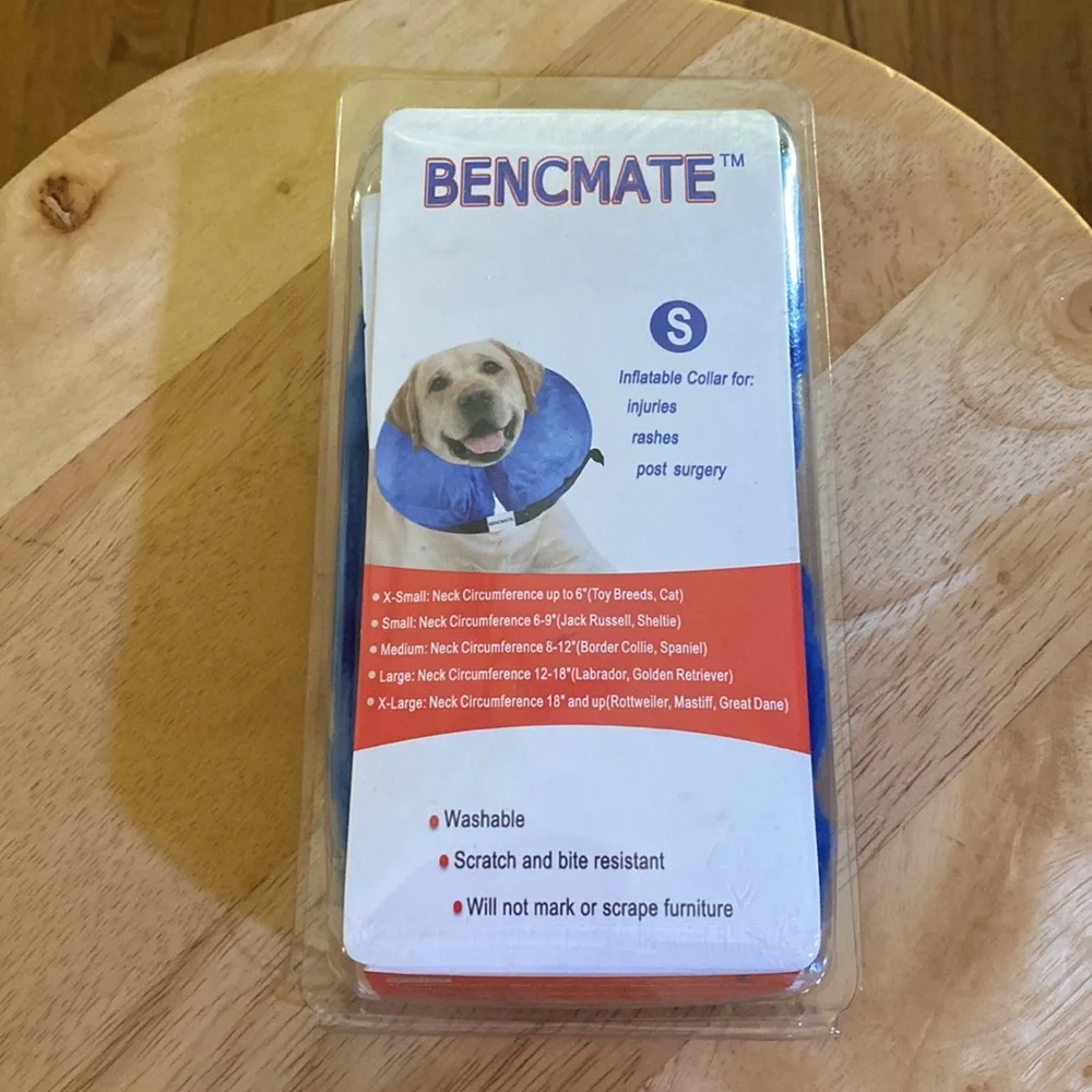 ★ NWT BENCMATE Protective Inflatable Collar For Dogs And Cats - Blue ★